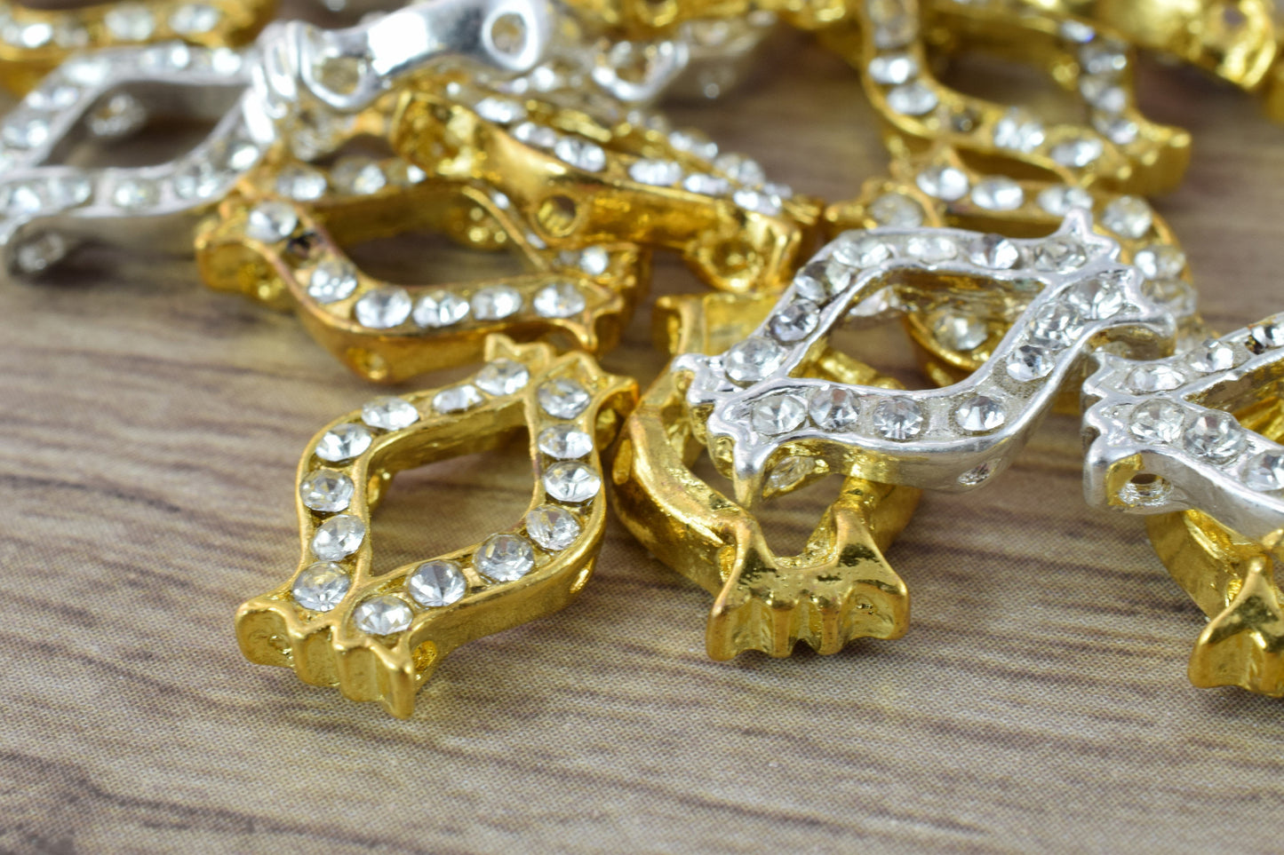 6 hole Rhinestone Connector Silver/Gold Plated/ 6 Hole Connector/Wholesale  Connectors/Jewelry Making/charm connectors/gem...