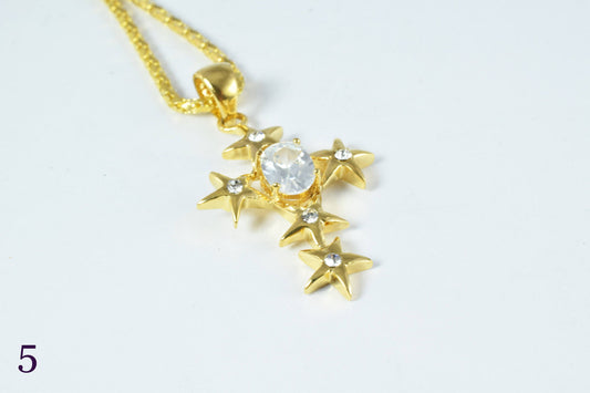 18K Gold Filled Cross Pendant With CZ Cubic Zirconia Stone Size 33x22mm Hand Made For Rosary, Christian Religious Charm Fo...