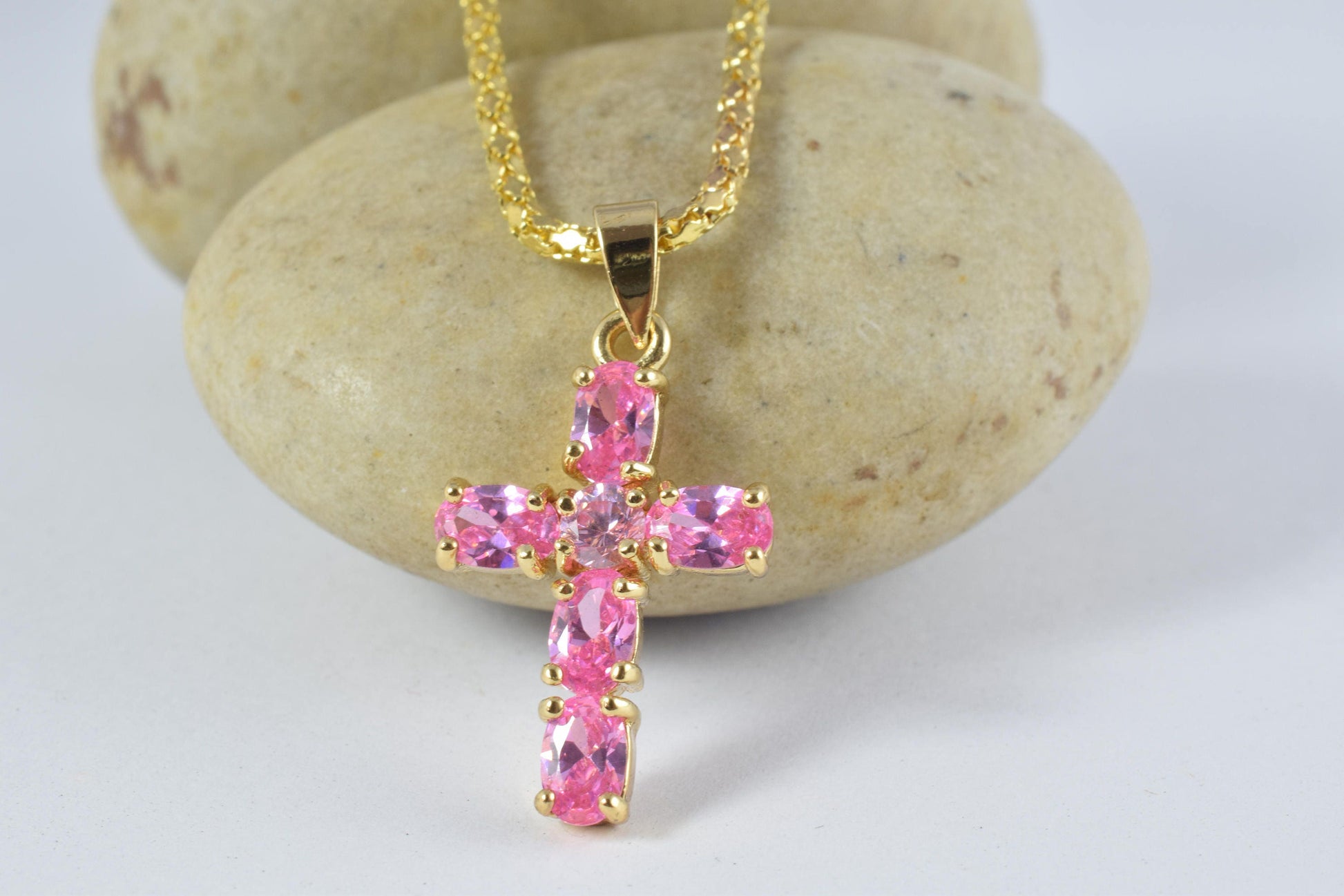18KT Gold Filled  Bling Bling,Delicate Religious Crosses,Religious Cross, First Communion,Flower Girls,Confirmation, Cryst...