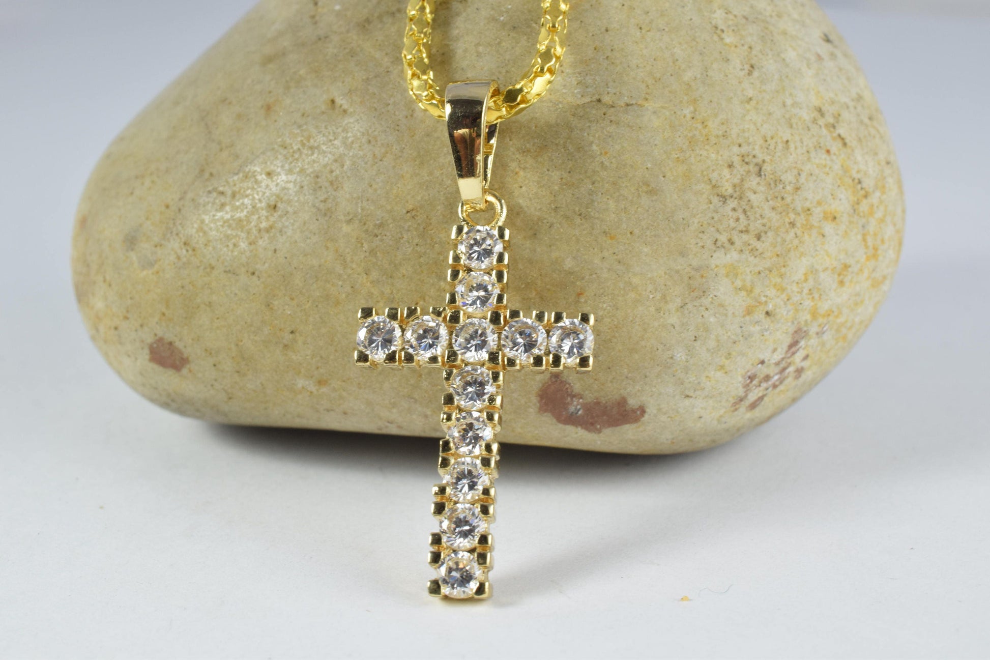18KT Gold Filled  Bling Bling,Delicate Religious Crosses,Religious Cross, First Communion,Flower Girls,Confirmation, Cryst...