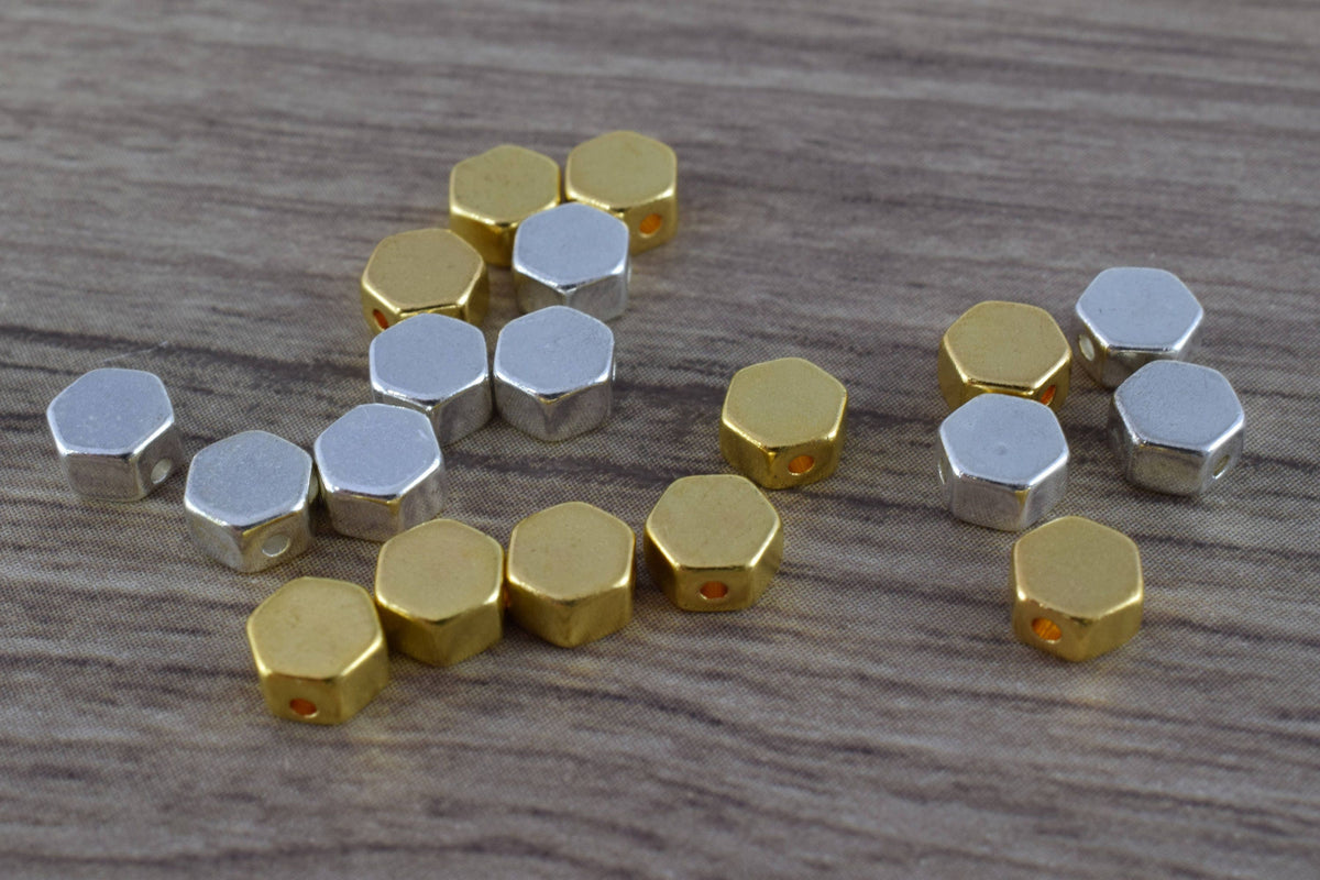 6mm Heptagon Gold/SilverAlloy Jewelry Beads 13pcs per Pack Beads/ beads Jewellery/Ncklace beads/Czech beads/Pressed Beads,...