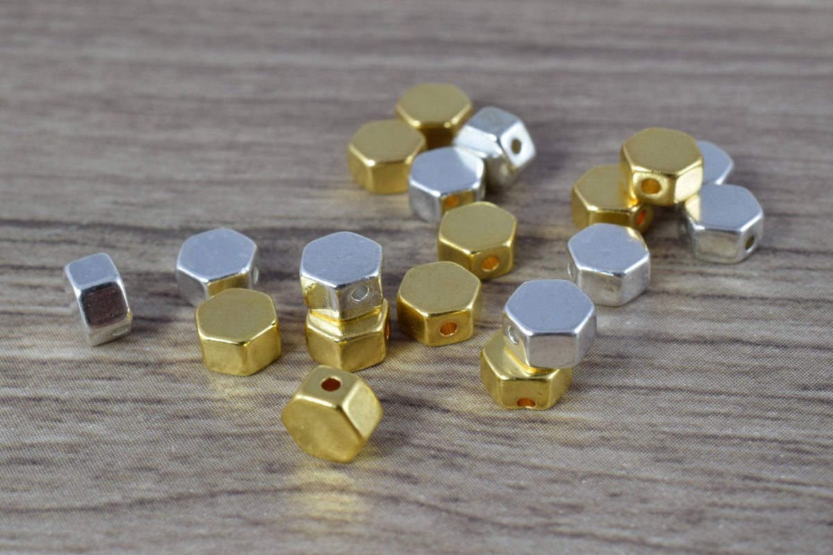 6mm Heptagon Gold/SilverAlloy Jewelry Beads 13pcs per Pack Beads/ beads Jewellery/Ncklace beads/Czech beads/Pressed Beads,...