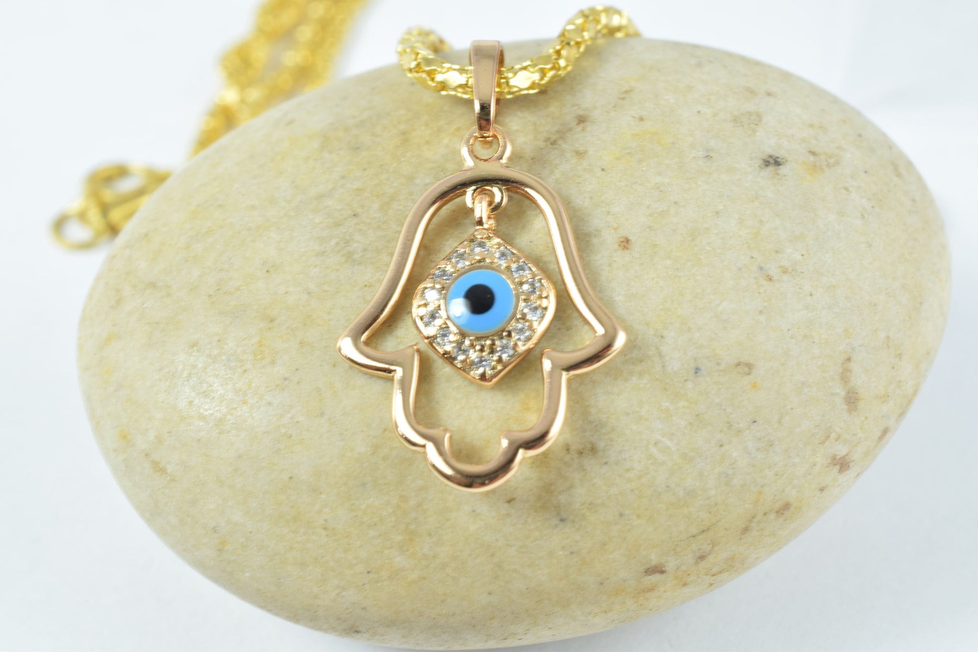 18x16mm 18KT Hamsa Gold Filled Pendant/ Cubic Zirconia Pendant, Hand Gold Filled Pendant/ Wholesale Gold Filled Pendant, H...