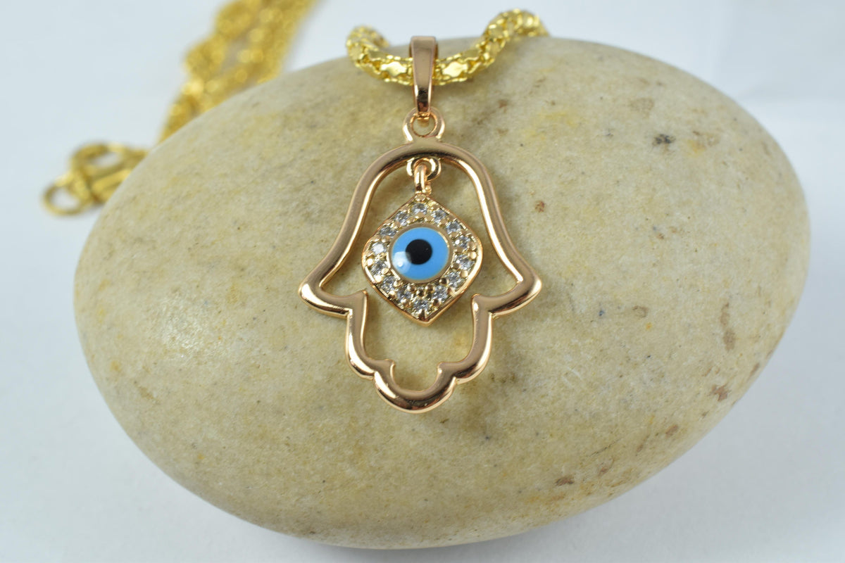 18x16mm 18KT Hamsa Gold Filled Pendant/ Cubic Zirconia Pendant, Hand Gold Filled Pendant/ Wholesale Gold Filled Pendant, H...