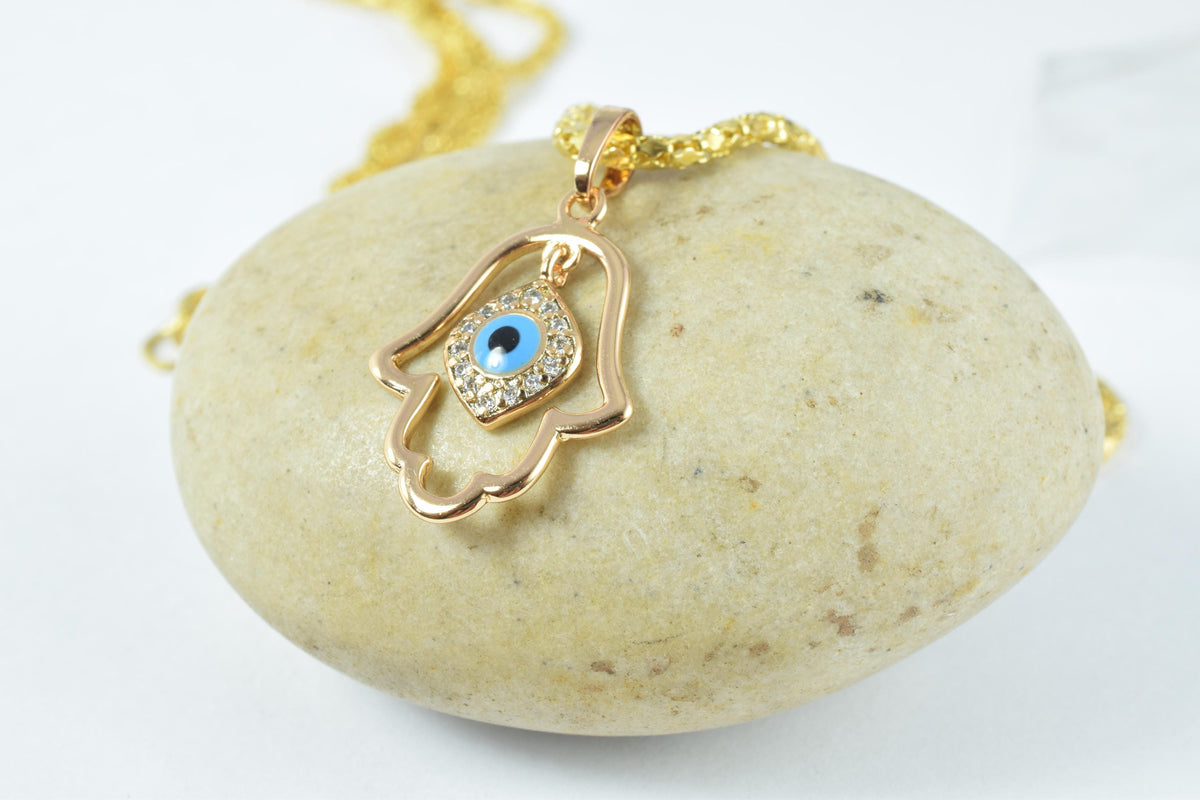 18x16mm 18KT Hamsa Gold Filled Pendant/ Cubic Zirconia Pendant, Hand Gold Filled Pendant/ Wholesale Gold Filled Pendant, H...
