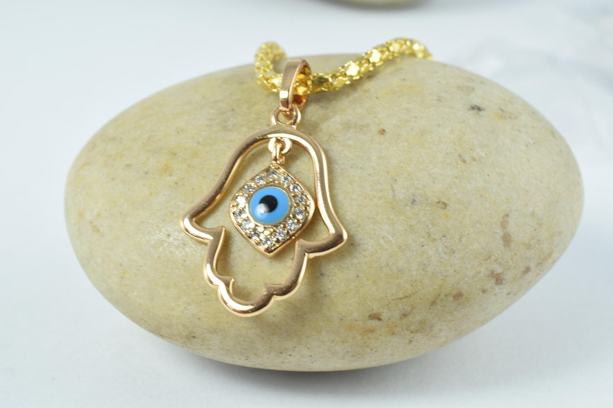 18x16mm 18KT Hamsa Gold Filled Pendant/ Cubic Zirconia Pendant, Hand Gold Filled Pendant/ Wholesale Gold Filled Pendant, H...