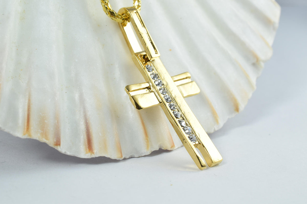 18KT Gold Filled Cubic Zirconia Religious Pendants, Gold Filled Cross, Petite Virgin Mary Necklace,Wholesale Gold Filled ,...
