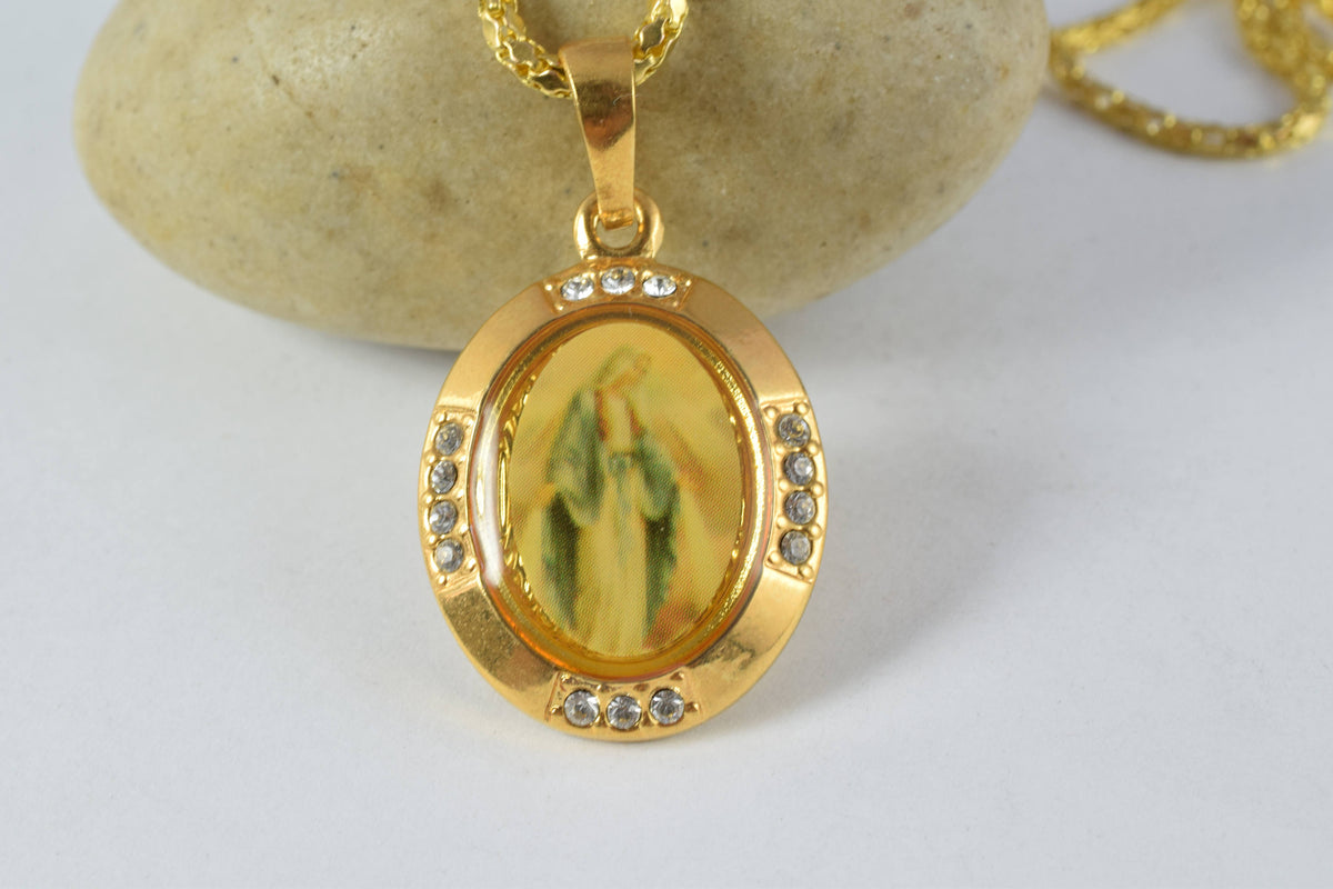 18KT Gold Filled Cubic Zirconia Religious Pendants, Gold Filled Cross, Petite Virgin Mary Necklace,Wholesale Gold Filled ,...
