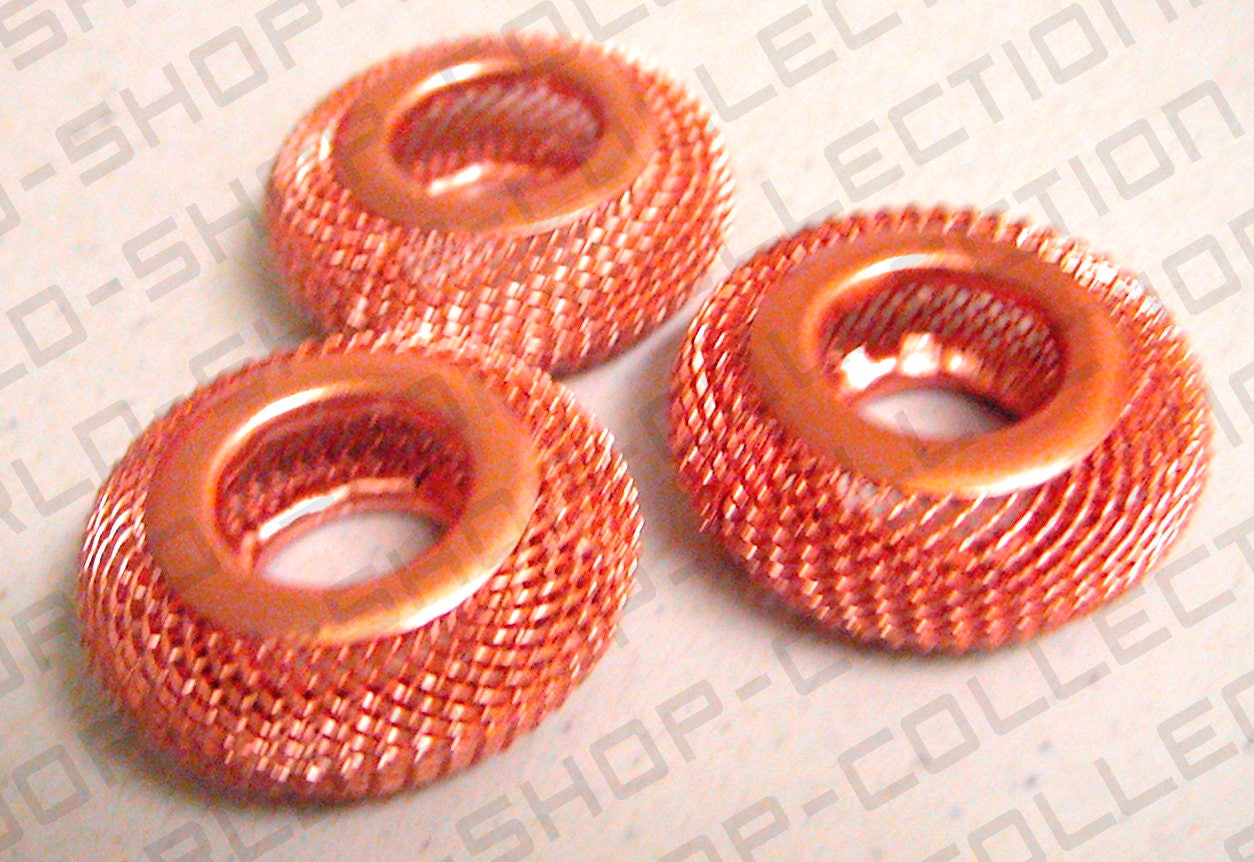 6 PCs Wire Mesh Beads Basketball wives large hole metal jewelry big hoop earring chunky bead jewelry making jewelry making...