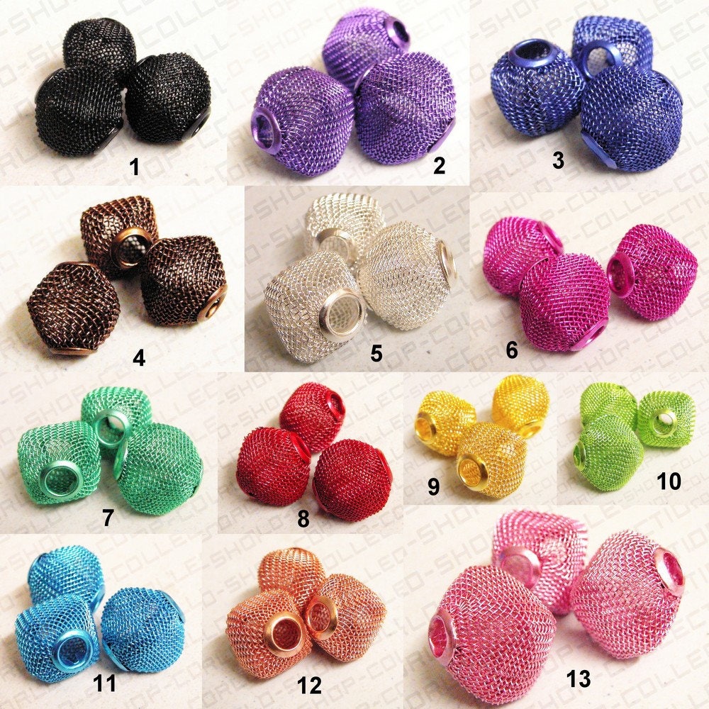 6 PCs Wire Mesh Beads Basketball wives large hole Square Beads 18mm metal jewelry big hoop earring chunky bead jewelry mak...
