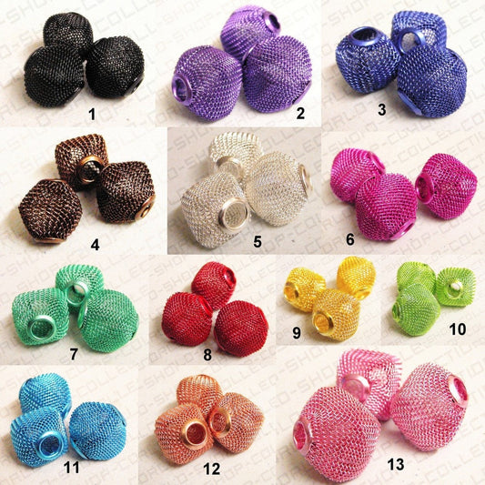 6 PCs Wire Mesh Beads Basketball wives large hole Square Beads 18mm metal jewelry big hoop earring chunky bead jewelry mak...