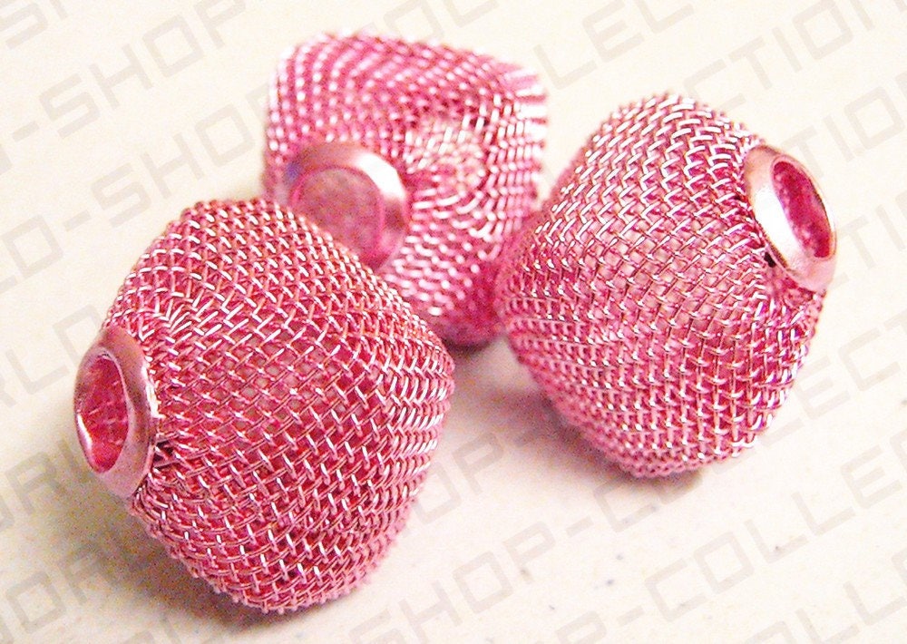 6 PCs Wire Mesh Beads Basketball wives large hole Square Beads 18mm metal jewelry big hoop earring chunky bead jewelry mak...