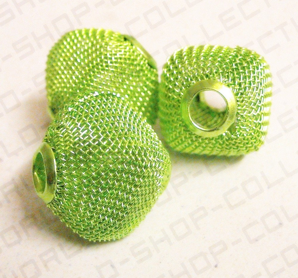 6 PCs Wire Mesh Beads Basketball wives large hole Square Beads 18mm metal jewelry big hoop earring chunky bead jewelry mak...