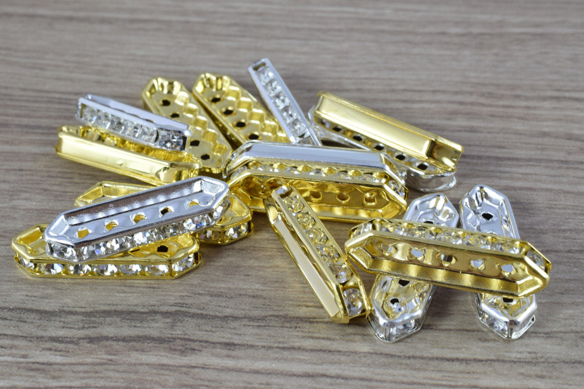 Gold Plated /Silver Plated Rhinestone Connectors, Wholesale Connectors,Long Rectangle Charms, Rhinestone Bar Charms,rectan...
