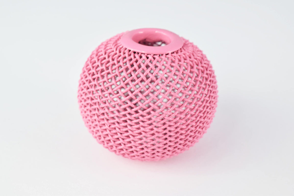 6 PCs Wire Mesh Beads Basketball wives large hole Round Beads 30mm metal jewelry big hoop earring chunky bead jewelry maki...