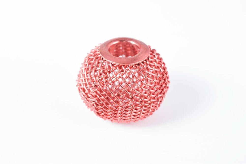 6 PCs Wire Mesh Beads Basketball wives large hole Round Beads 16mm metal jewelry big hoop earring chunky bead jewelry maki...