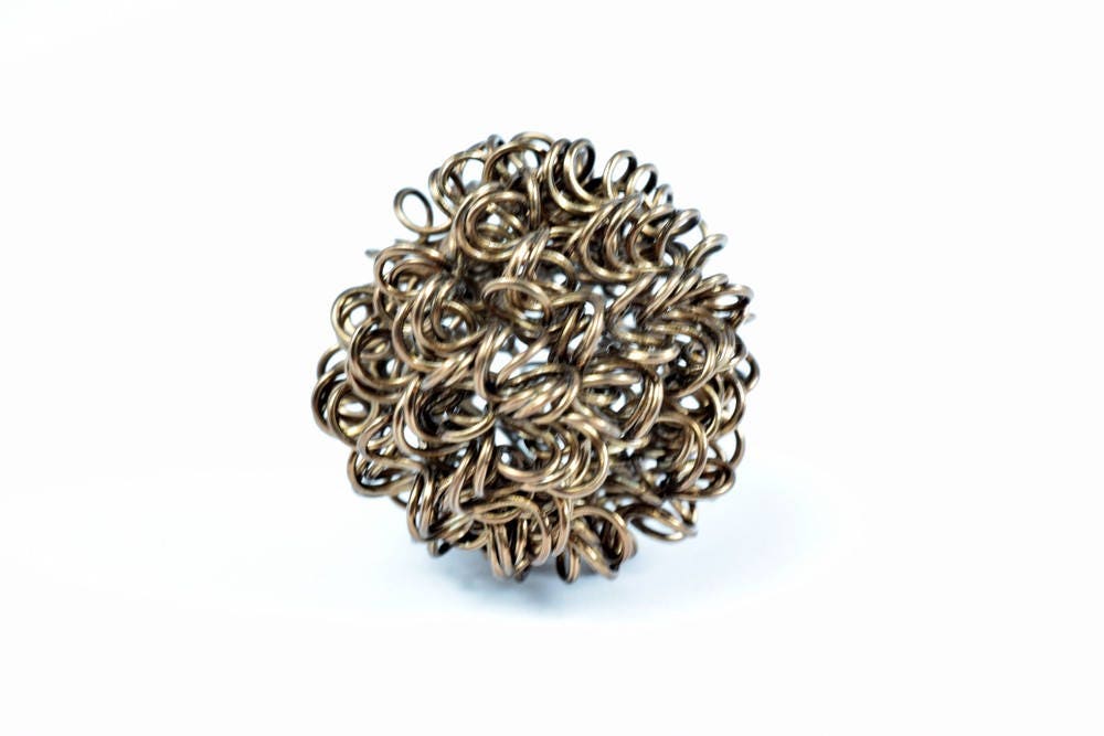 6 PCs Openwork Wire Metal Round Beads Ball Hollow Twist Ball Basketball wives Beads jewelry big hoop earring chunky bead j...