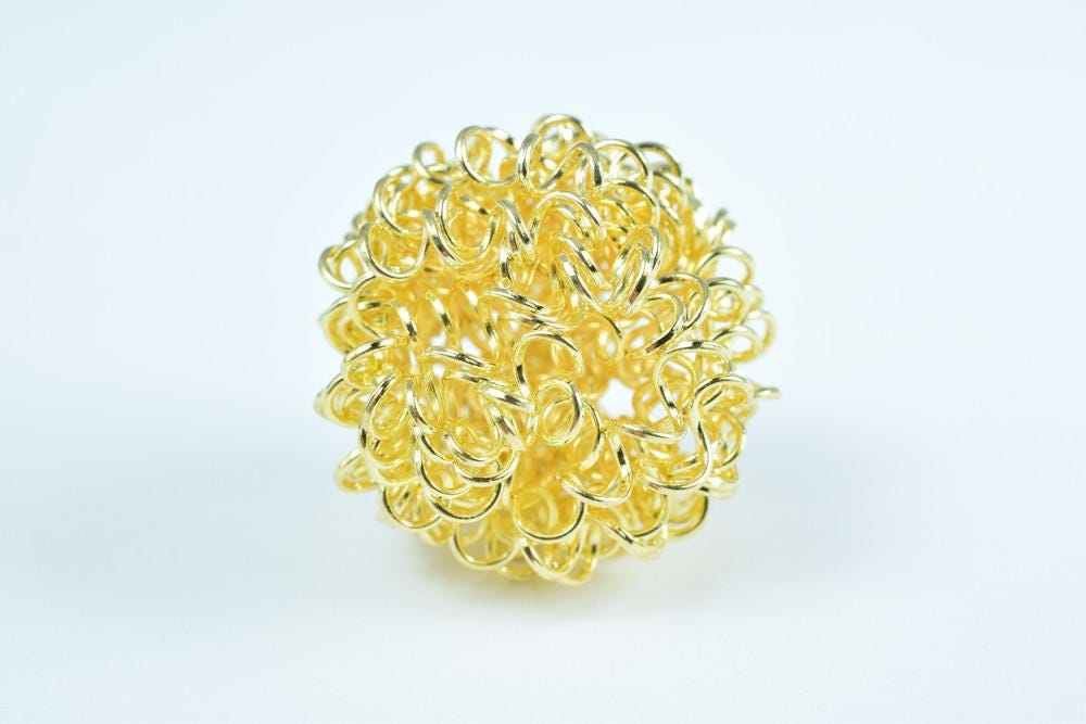 6 PCs Openwork Wire Metal Round Beads Ball Hollow Twist Ball Basketball wives Beads jewelry big hoop earring chunky bead j...