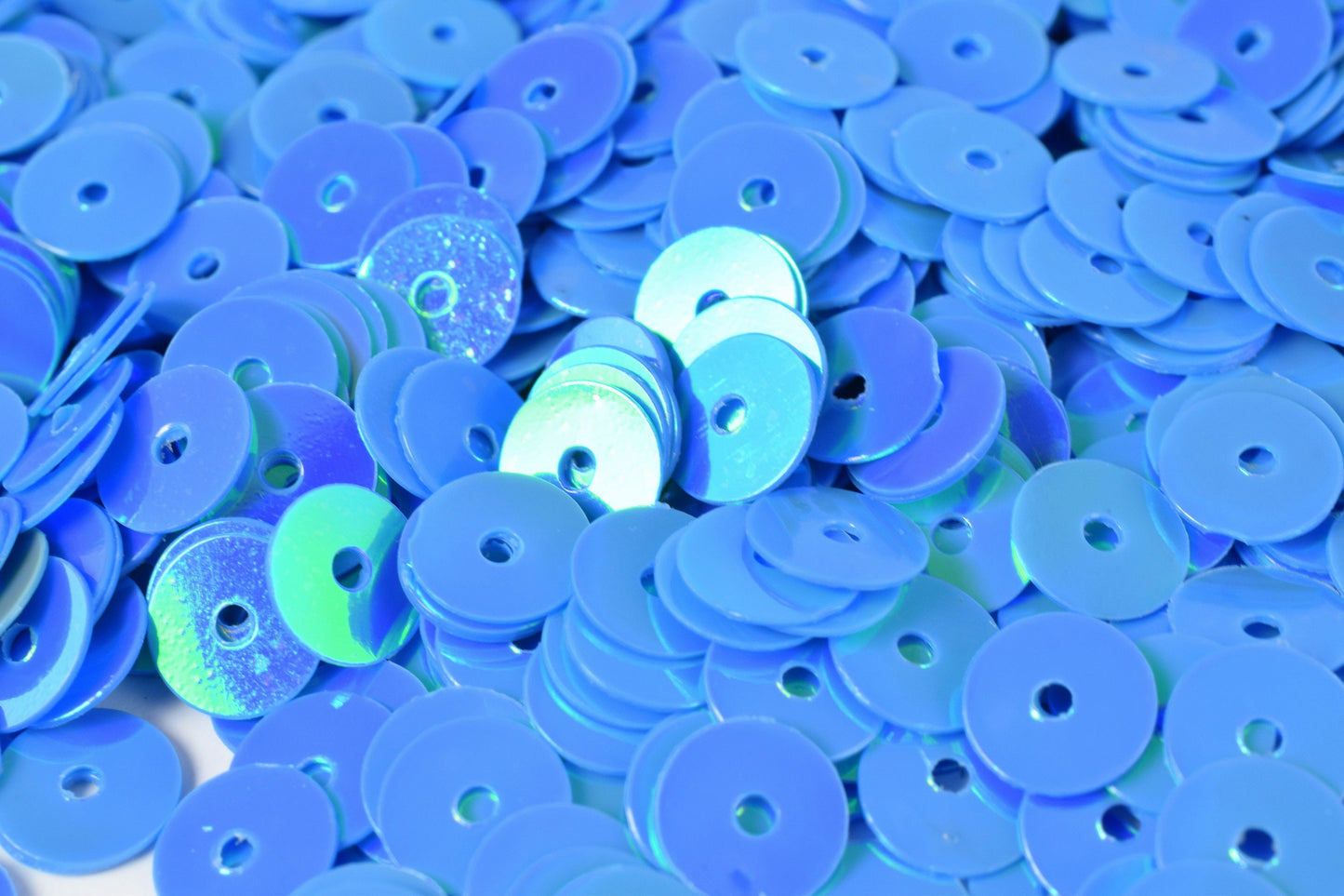 4mm Aqua Blue Iridescent Sequins: Shimmering Craft Embellishments, Lightweight Flat Round (2000pcs, Center Hole, Sewing)