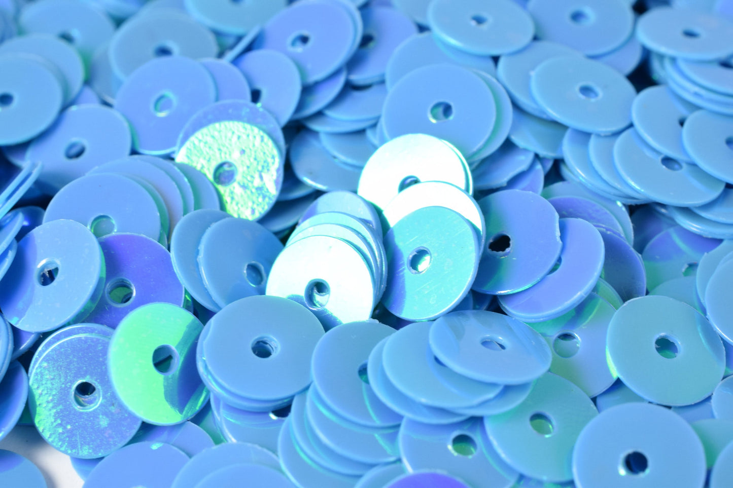 4mm Aqua Blue Iridescent Sequins: Shimmering Craft Embellishments, Lightweight Flat Round (2000pcs, Center Hole, Sewing)