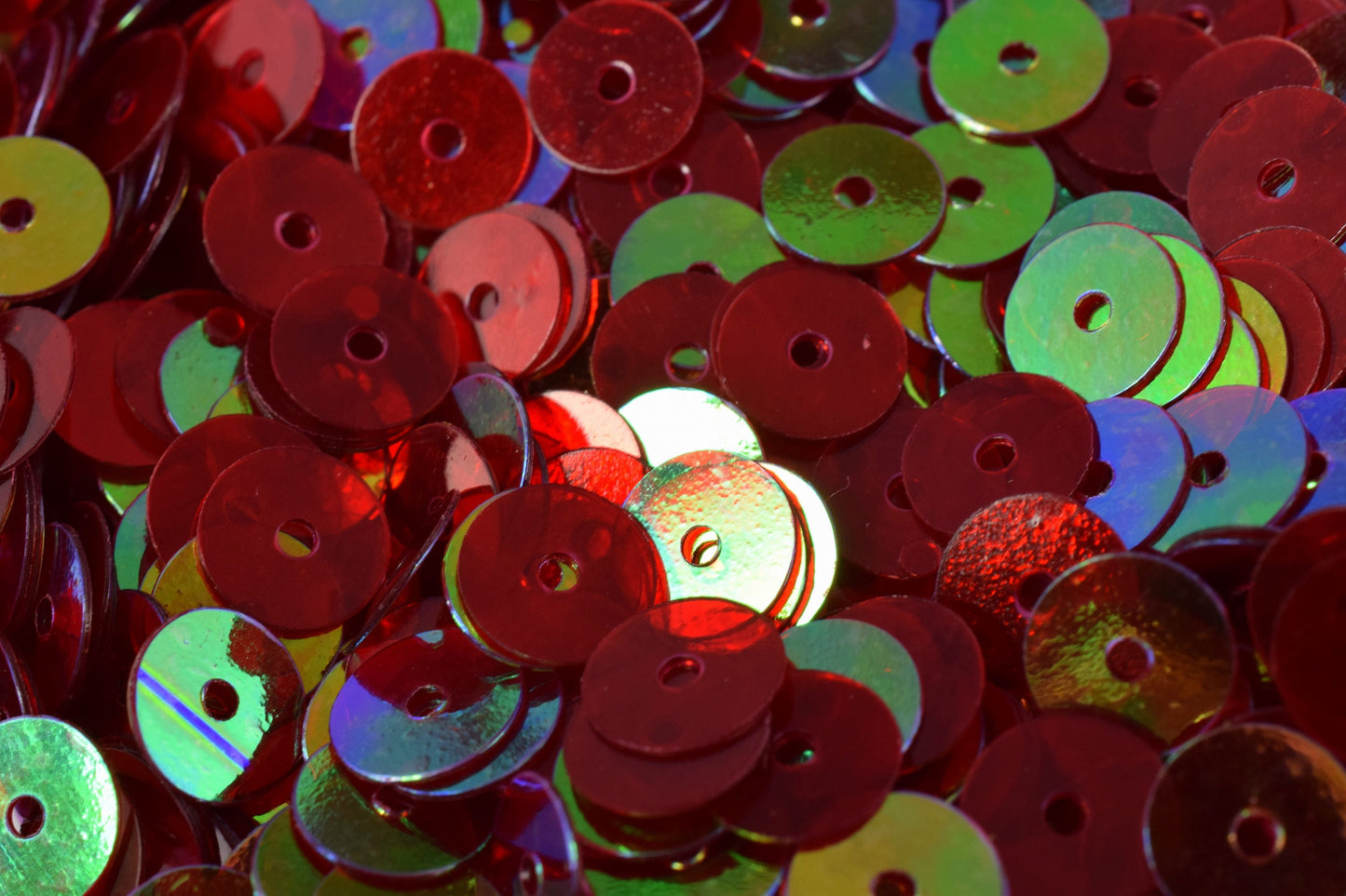 Mild Red Iridescent Flat Round Sequins: Shimmering Multi-Size Craft Supplies (3mm-6mm, 2000pcs Pack, Lightweight, Center Hole)