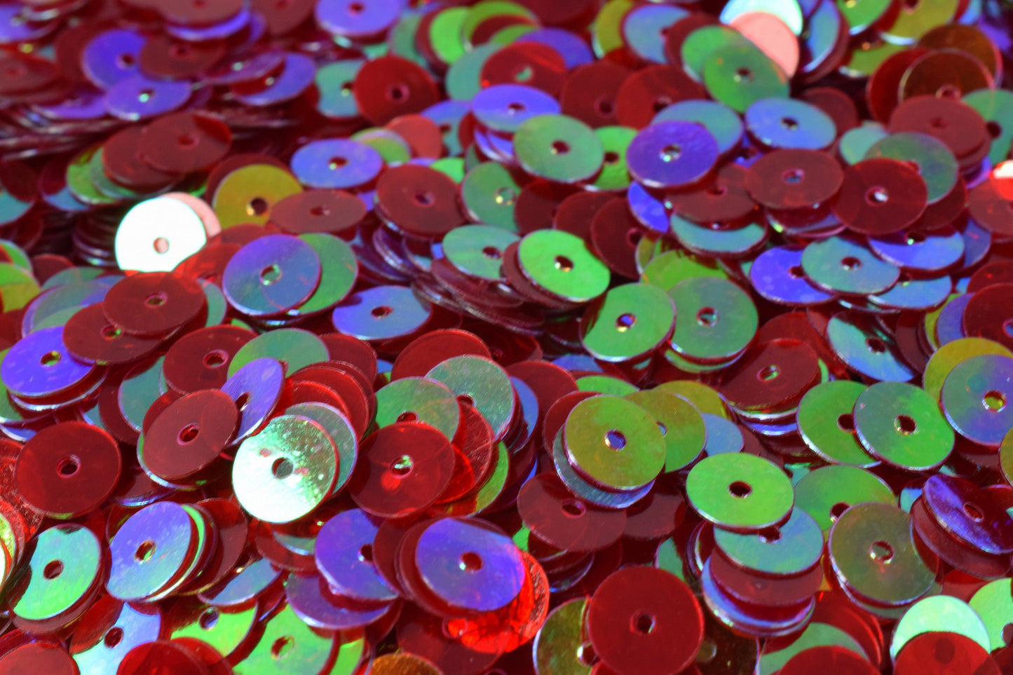 Mild Red Iridescent Flat Round Sequins: Shimmering Multi-Size Craft Supplies (3mm-6mm, 2000pcs Pack, Lightweight, Center Hole)