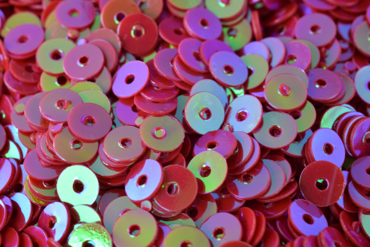 3/4/6mm Red Magenta Iridescent Sequins Sheen Round Sequins/Loose Paillettes,Wholesale Sequins,Shimmering Sequin Apparel,Sh...