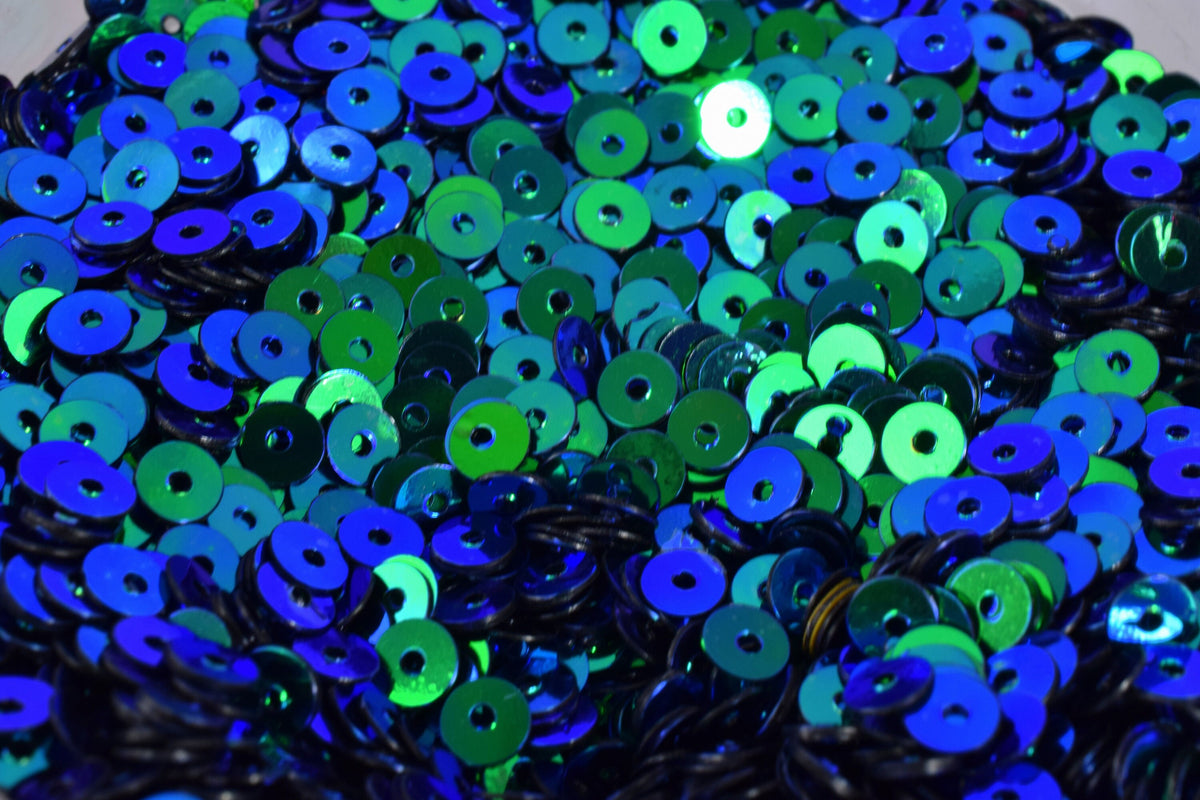 3/4/6mm Blue Green Shiny Iridescent Sequins Sheen Round Sequins/Loose Paillettes,Wholesale Sequins,Shimmering Sequin Appar...