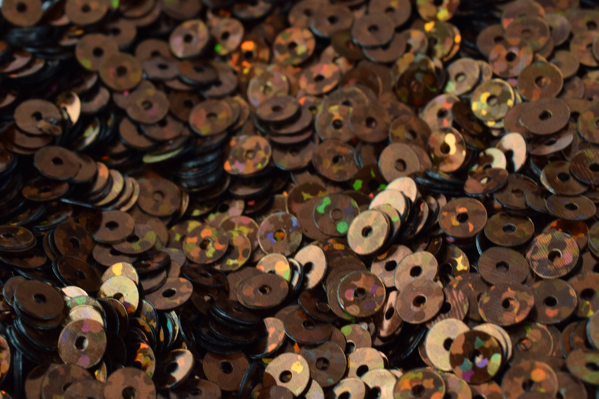 Dark Bronze Brown Flat Sequins - Iridescent Round Loose Paillettes - Multi-Size 3/4/6mm, Center Hole, Apparel & Shoe Decoration