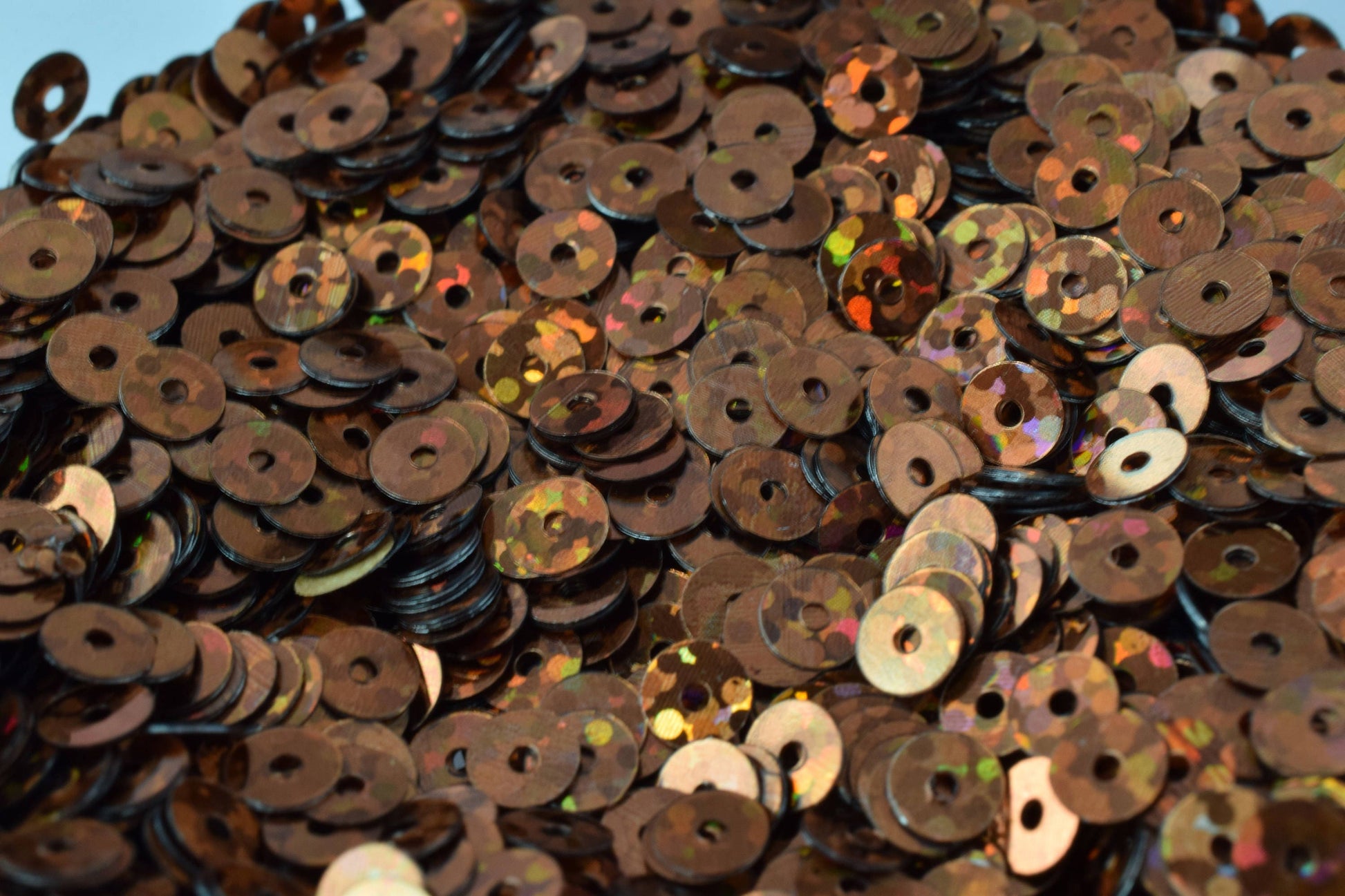 Dark Bronze Brown Flat Sequins - Iridescent Round Loose Paillettes - Multi-Size 3/4/6mm, Center Hole, Apparel & Shoe Decoration