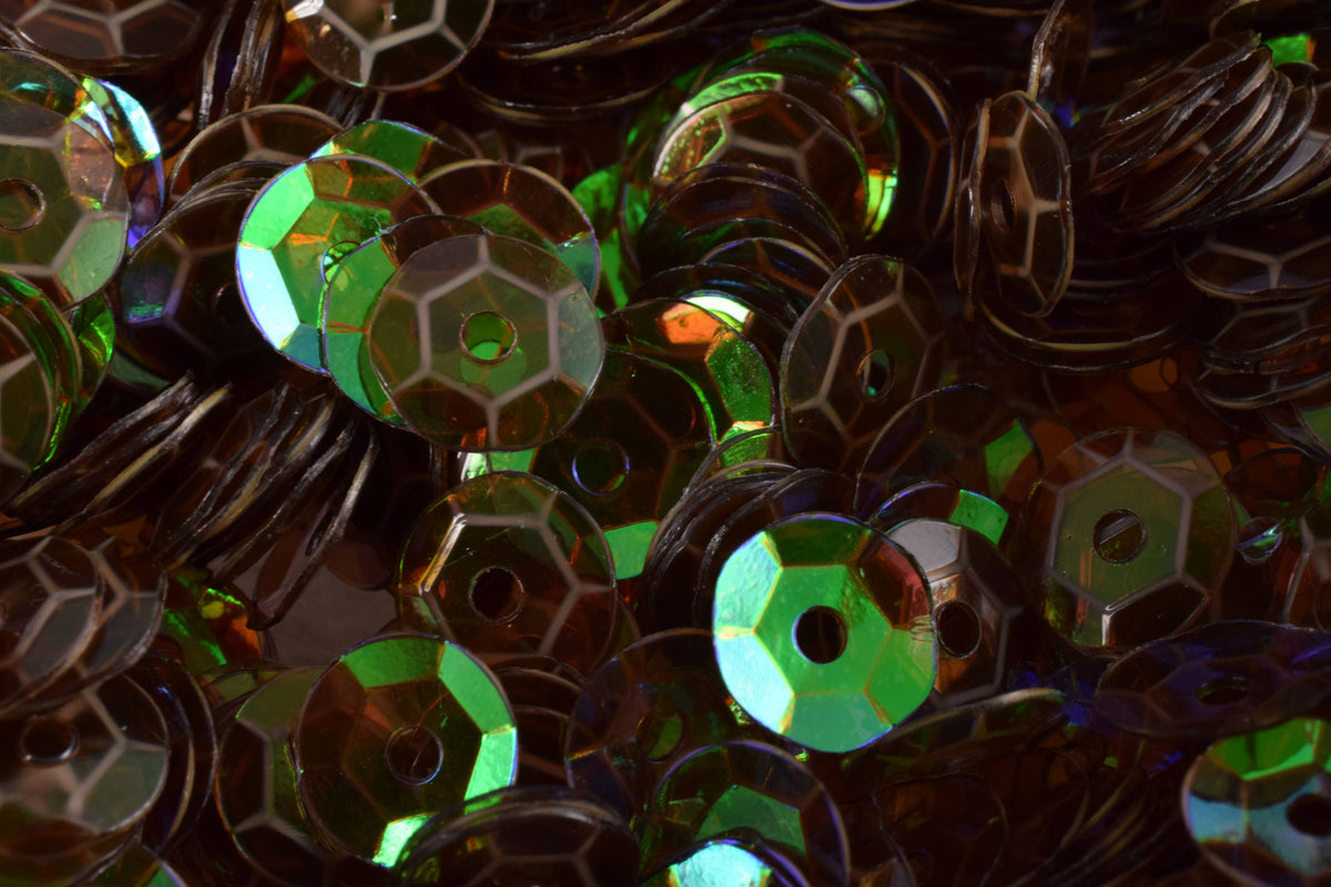 3/4/6mm Green Brown Semi Clear Cup Iridescent Sequins Sheen Round Sequins/Loose Paillettes,Wholesale Sequins,Shimmering Se...