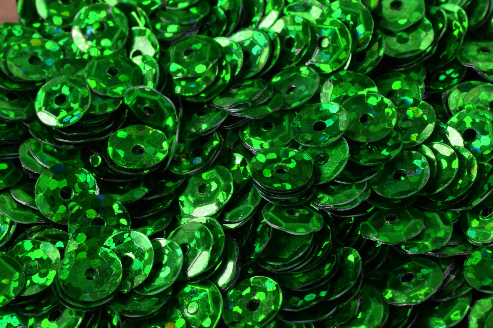 Green Cup Glossy Sequins: Shiny Sheen Round Paillettes - 3mm 4mm 6mm Sizes, Center Hole, Apparel Embellishment