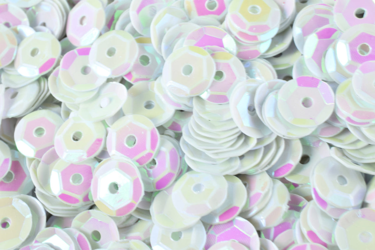 Off White Bridal Loose Round Sequins - Iridescent Sheen, 3/4/6mm Sizes, Lightweight Material, Sewing & Costumes