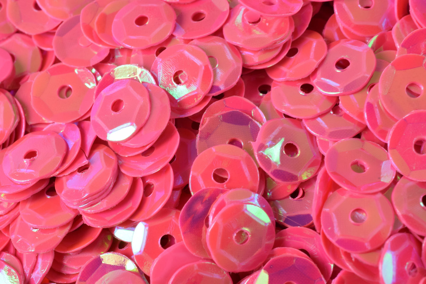 Neon Dark Pink Bridal Cup Sequins: Iridescent Shiny Round Craft Supplies (3/4/6mm, Center Hole, Apparel Embellishment)