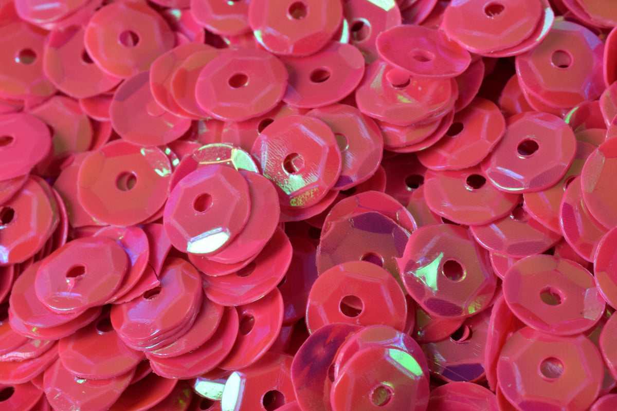 Neon Dark Pink Bridal Cup Sequins: Iridescent Shiny Round Craft Supplies (3/4/6mm, Center Hole, Apparel Embellishment)