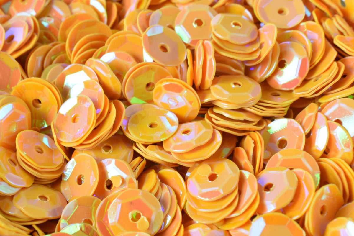 3/4/6mm Yellow Marigold Cup Iridescent Shiny Sheen Round Sequins/Loose Paillettes,Wholesale Sequins,Shimmering Sequin Apparel