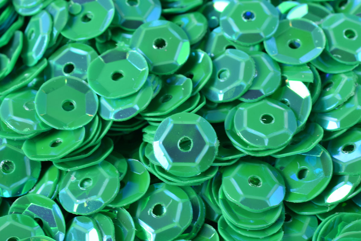 Bright Green Cup Iridescent Sequins: 3/4/6mm Round Paillettes, Shimmer Sheen | 2000pcs, Lightweight, Sewing & Craft Supplies
