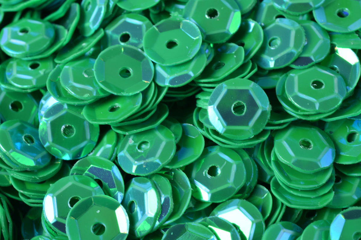 Bright Green Cup Iridescent Sequins: 3/4/6mm Round Paillettes, Shimmer Sheen | 2000pcs, Lightweight, Sewing & Craft Supplies