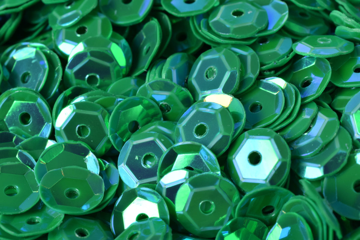 Bright Green Cup Iridescent Sequins: 3/4/6mm Round Paillettes, Shimmer Sheen | 2000pcs, Lightweight, Sewing & Craft Supplies