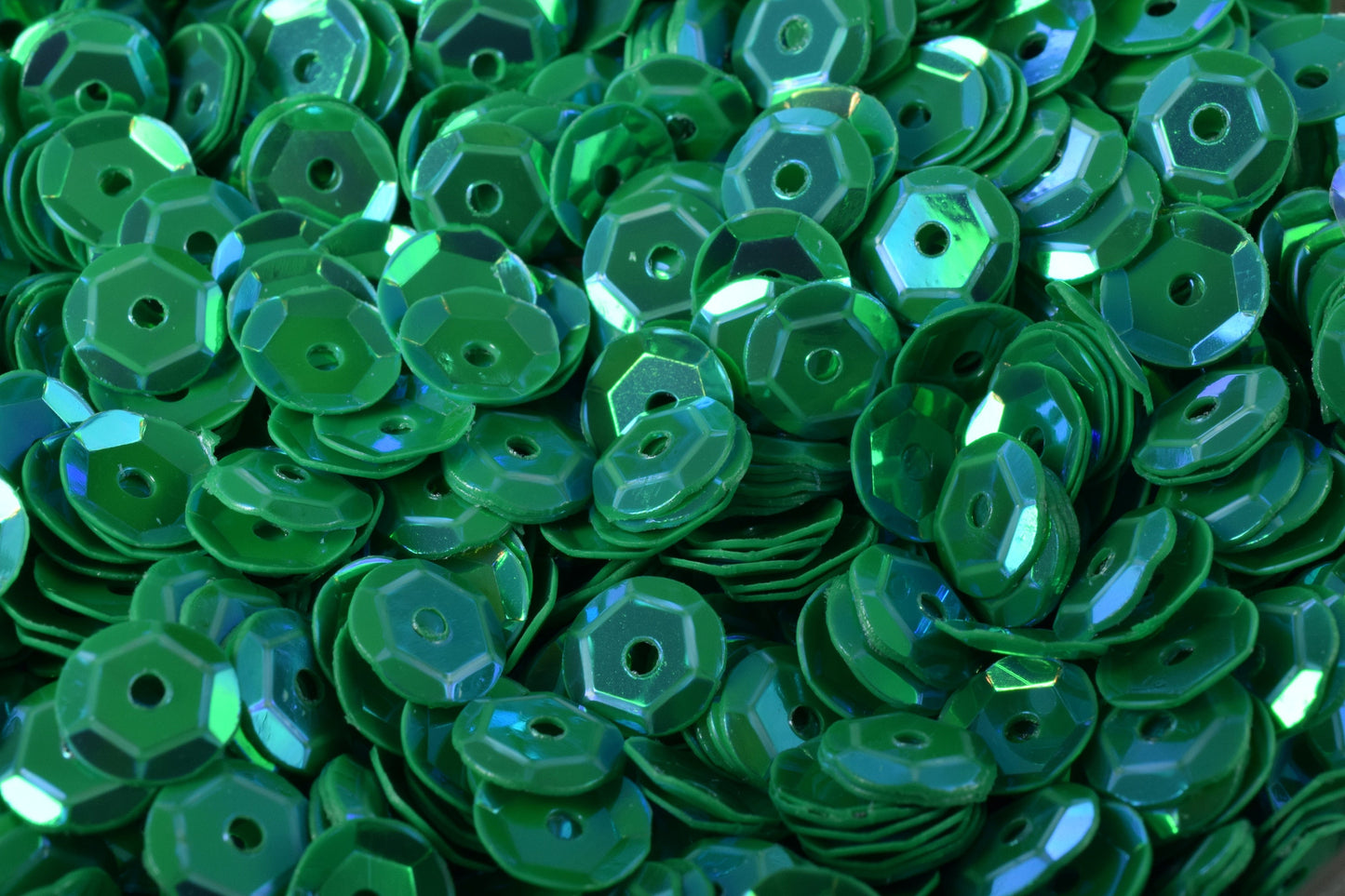 Bright Green Cup Iridescent Sequins: 3/4/6mm Round Paillettes, Shimmer Sheen | 2000pcs, Lightweight, Sewing & Craft Supplies