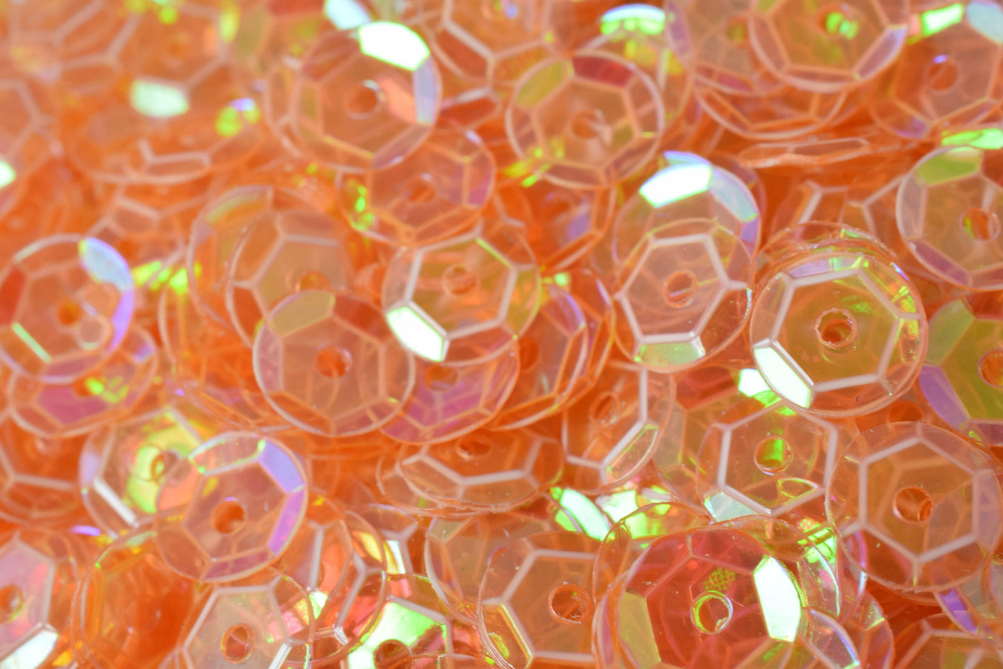 Light Orange Clear Cup Sequins: Iridescent Sheen - Loose Round Paillettes, 3-6mm, 2000 Pieces, Sewing and Shoe Decor