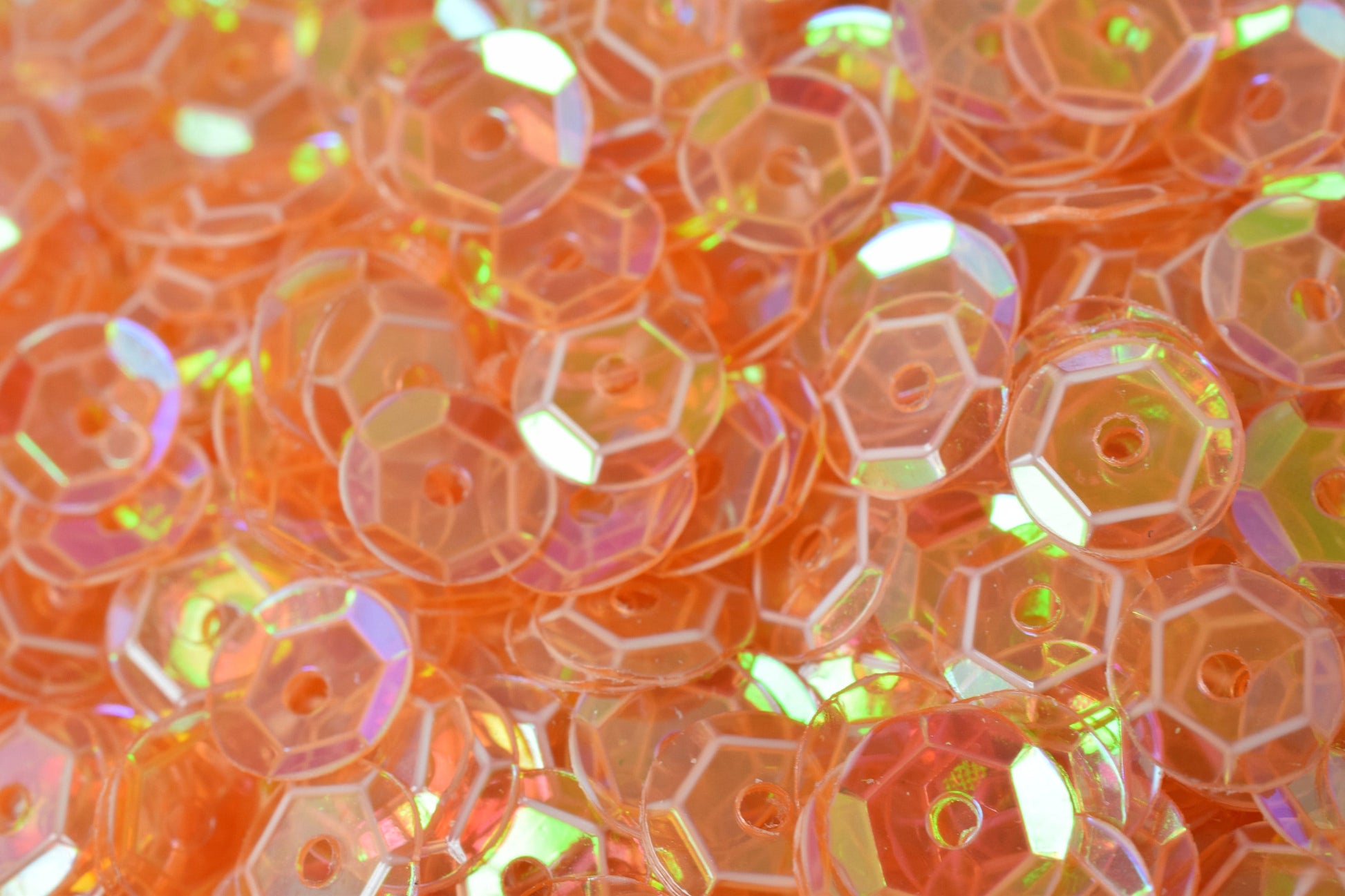 Light Orange Clear Cup Sequins: Iridescent Sheen - Loose Round Paillettes, 3-6mm, 2000 Pieces, Sewing and Shoe Decor
