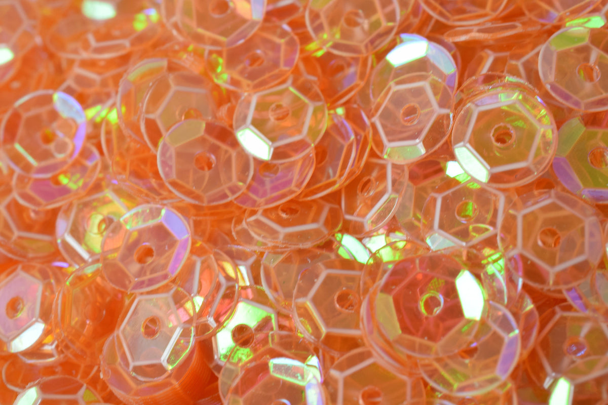 Light Orange Clear Cup Sequins: Iridescent Sheen - Loose Round Paillettes, 3-6mm, 2000 Pieces, Sewing and Shoe Decor