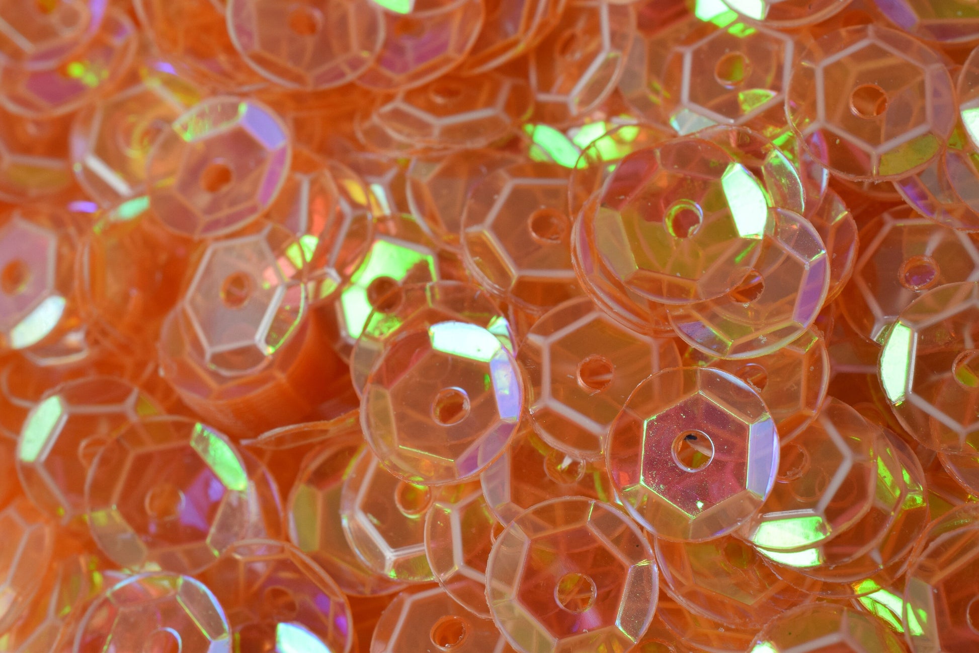 Light Orange Clear Cup Sequins: Iridescent Sheen - Loose Round Paillettes, 3-6mm, 2000 Pieces, Sewing and Shoe Decor