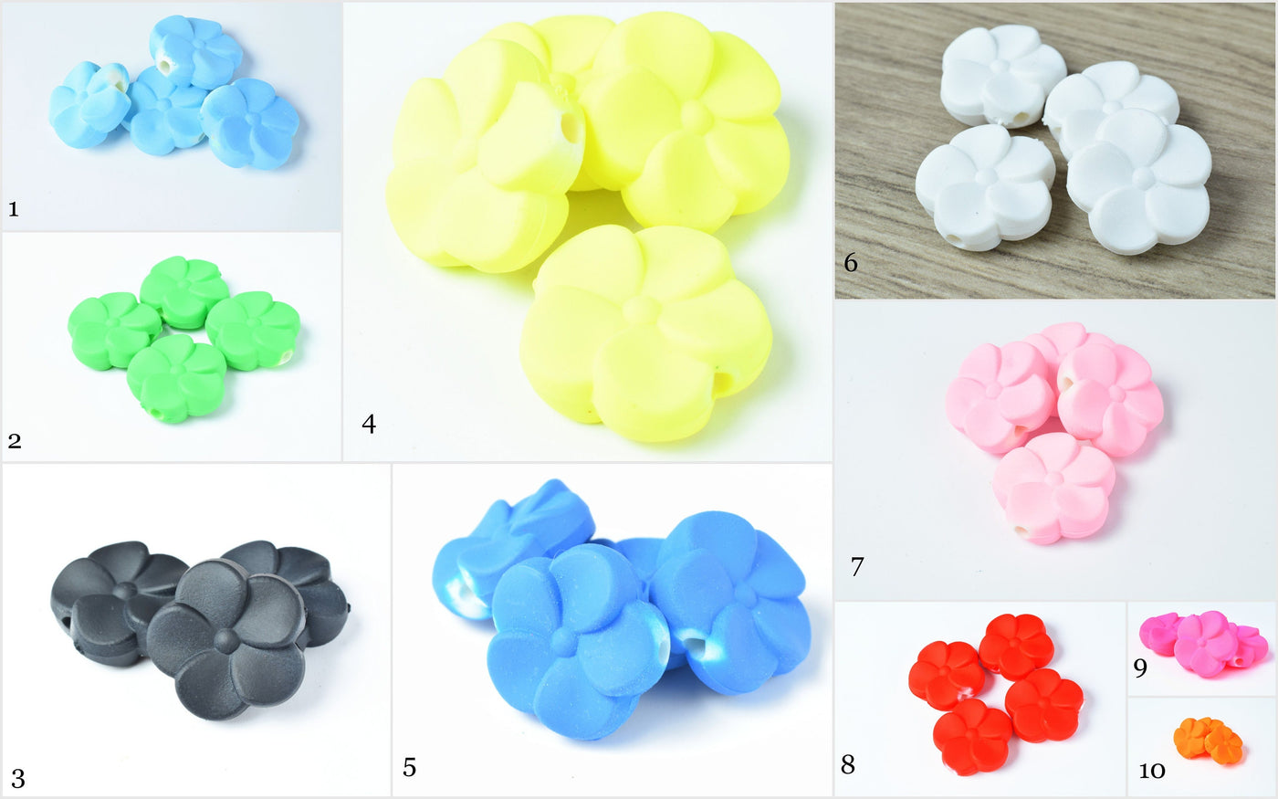 19mm Matte Rubberized Plastic Floral Flower Beads, Mixed Color Rose Beads,Flower Beads,Drilled Flowers,Flower Beads, Flowe...