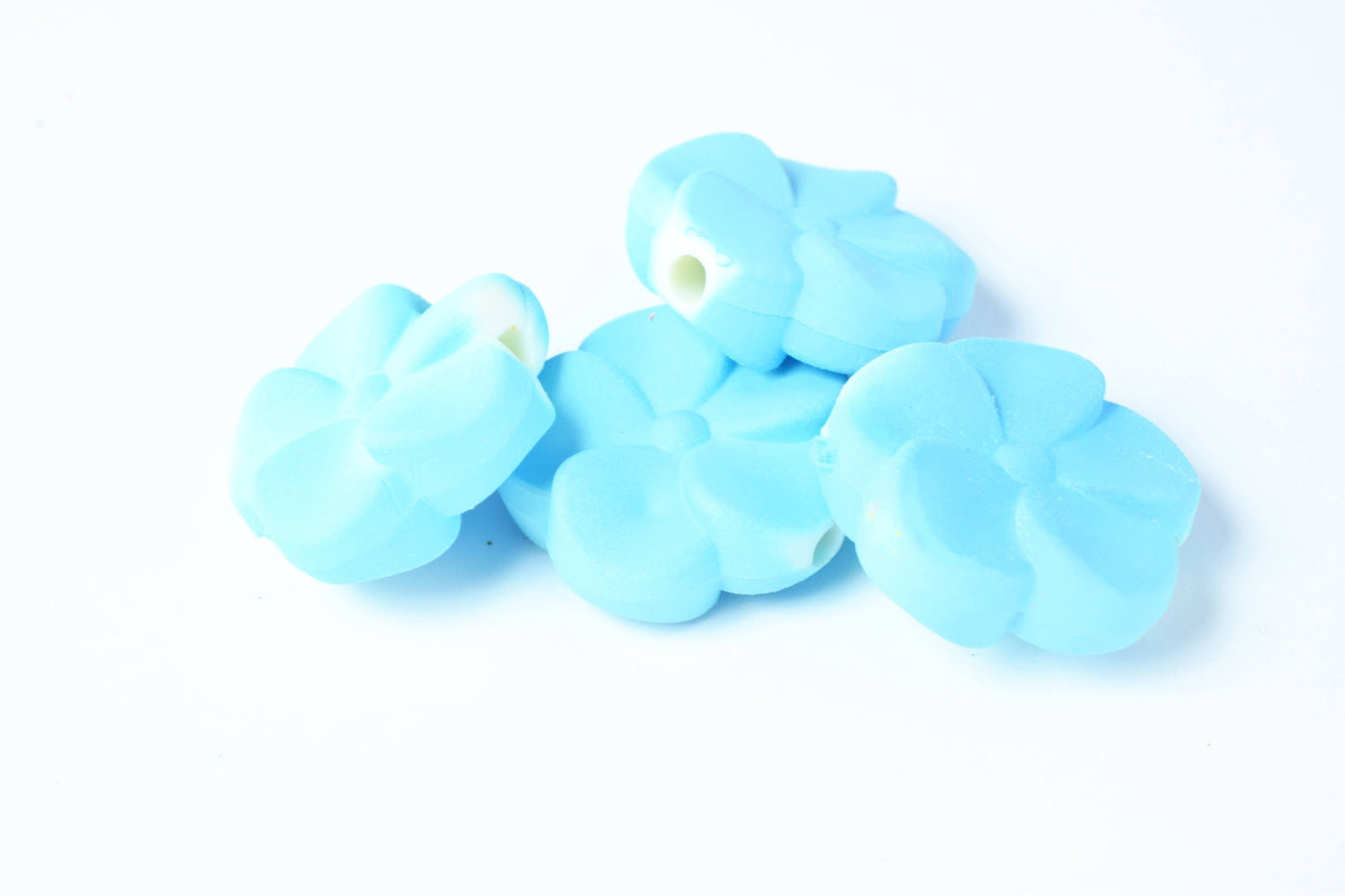 19mm Matte Rubberized Plastic Floral Flower Beads, Mixed Color Rose Beads,Flower Beads,Drilled Flowers,Flower Beads, Flowe...