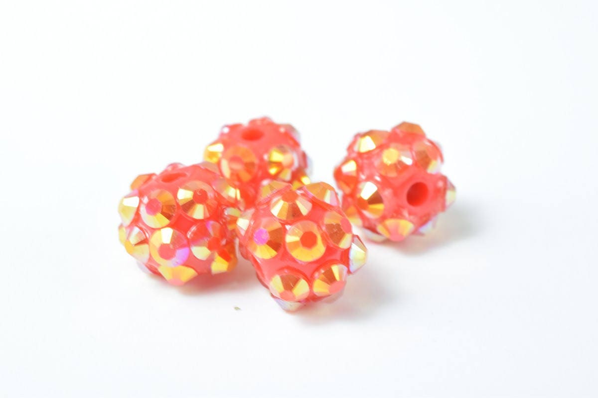 10x8mm Rhinestone Resin Beads, Shamballa, Round Ball Beads, for Macrame Bracelet, Basketball wives Earring 10 Colors set o...