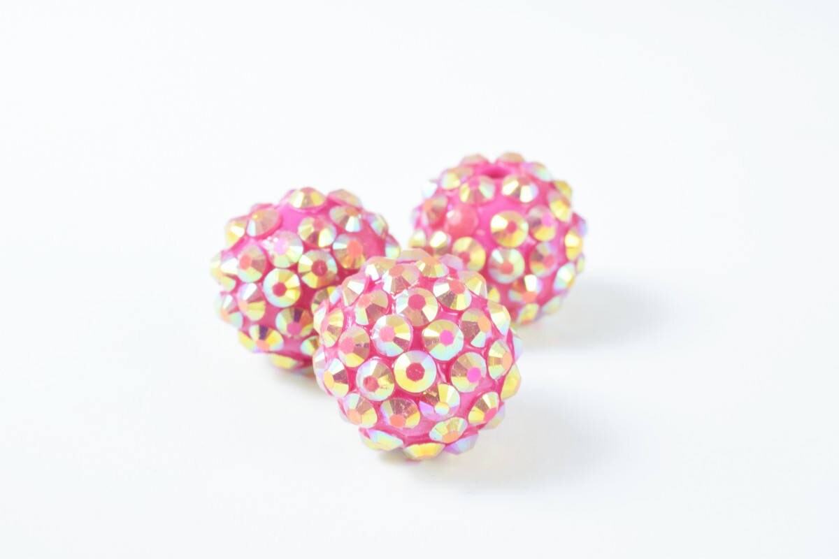 16mm Rhinestone Resin Beads, Shamballa, Round Ball Beads, for Macrame Bracelet, Basketball wives Earring 13 Colors set of...