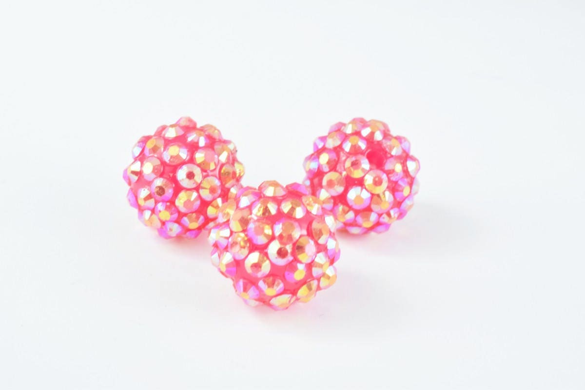 16mm Rhinestone Resin Beads, Shamballa, Round Ball Beads, for Macrame Bracelet, Basketball wives Earring 13 Colors set of...