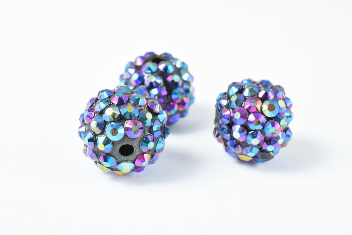 16mm Rhinestone Resin Beads, Shamballa, Round Ball Beads, for Macrame Bracelet, Basketball wives Earring 13 Colors set of...